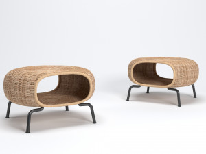gamlehult footstool low poly Modello 3D