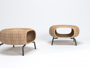 gamlehult footstool low poly Modello 3D