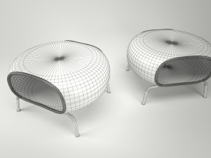 gamlehult footstool low poly Modello 3D