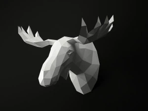 low poly animal heads set 3 3D Model