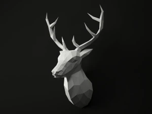 low poly animal heads set 3 3D Model
