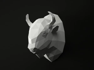 low poly animal heads set 3 3D Model