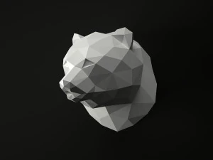 low poly animal heads set 3 3D Model