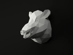 low poly animal heads set 3 3D Model