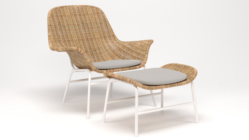 FRYKSAS Armchair and ottoman 3D Model .c4d .max .obj .3ds .fbx .stl .blend 