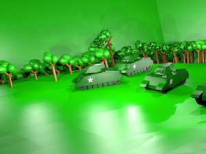 low poly ww2 tanks in tha woods 3D 모델