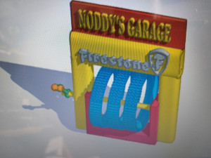 noddys vintage firestone advertising stand with tyres 3D 모델