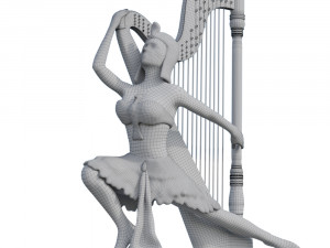 egyptian with harp mid-poly 3D मॉडल