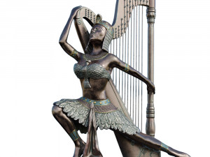 egyptian with harp mid-poly 3D मॉडल