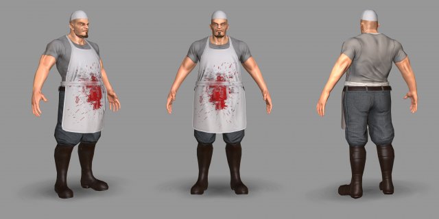 butcher Model 3D .c4d .max .obj .3ds .fbx .stl .blend 