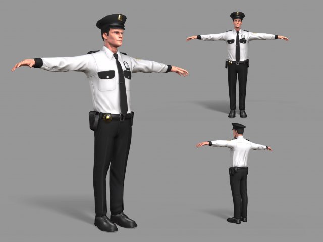 policeman 3D Модель .c4d .max .obj .3ds .fbx .stl .blend 