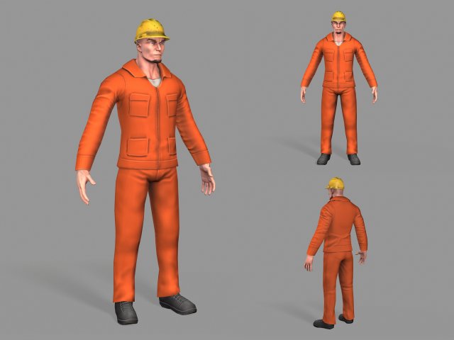 worker Model 3D .c4d .max .obj .3ds .fbx .stl .blend 