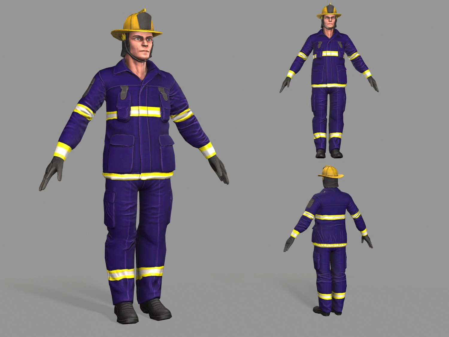 fire fighter 3D Model .c4d .max .obj .3ds .fbx .stl .blend 
