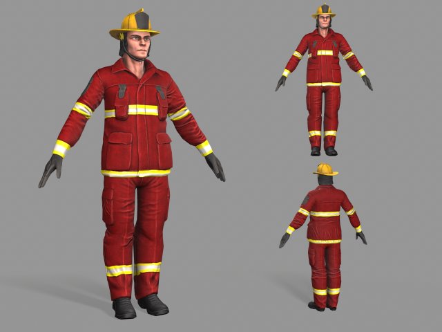 fire fighter 3D Model .c4d .max .obj .3ds .fbx .stl .blend 
