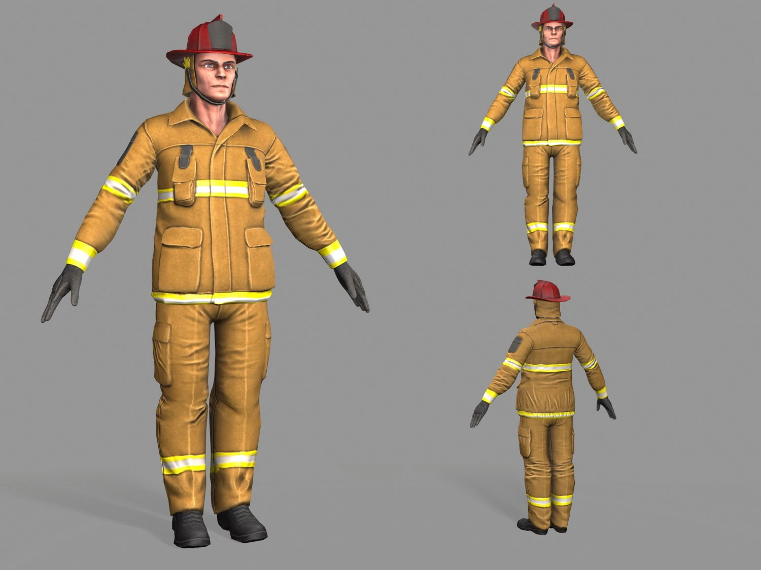 fire fighter 3D Model .c4d .max .obj .3ds .fbx .stl .blend