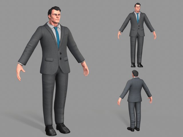 business suit man 3D Model .c4d .max .obj .3ds .fbx .stl .blend 
