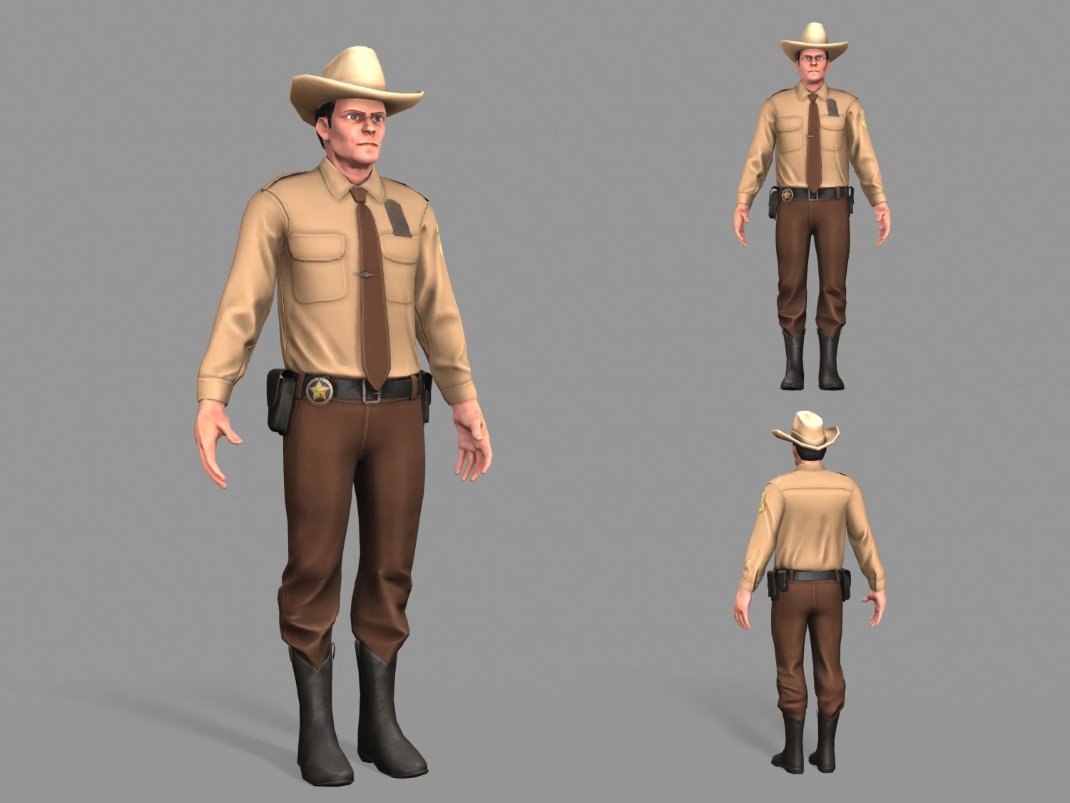 politieagent sheriff 3D Model .c4d .max .obj .3ds .fbx .stl .blend 