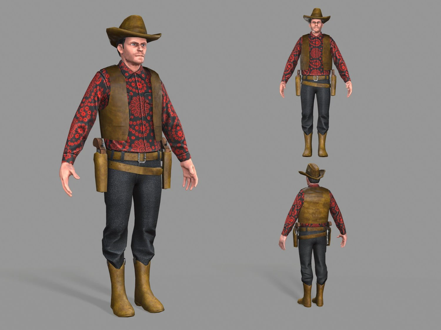 cowboy 3D Model .c4d .max .obj .3ds .fbx .stl .blend 
