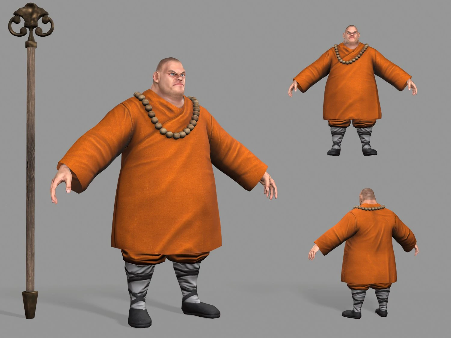 buddhist monk 3D Model .c4d .max .obj .3ds .fbx .stl .blend 