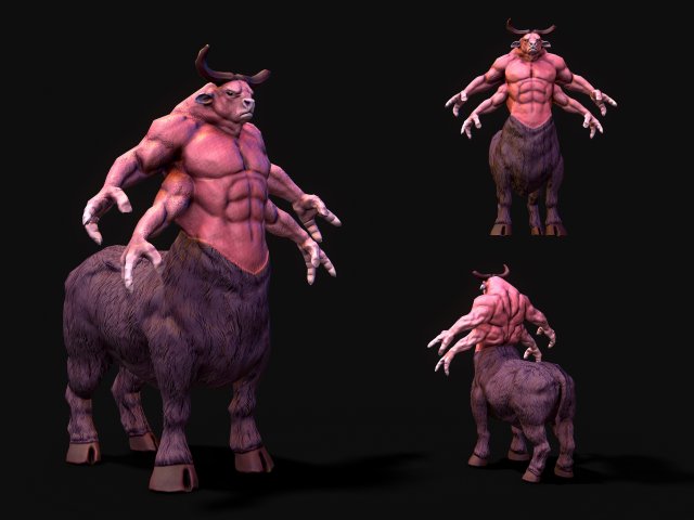 warrior bull 3D Model .c4d .max .obj .3ds .fbx .stl .blend 