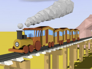 cartoon animated train 3D Model