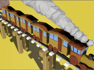 cartoon animated train 3D Model