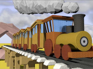 cartoon animated train 3D Model