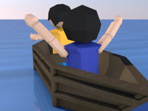cartoon origami animated boat 3D Model