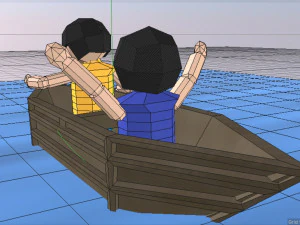 cartoon origami animated boat 3D Model