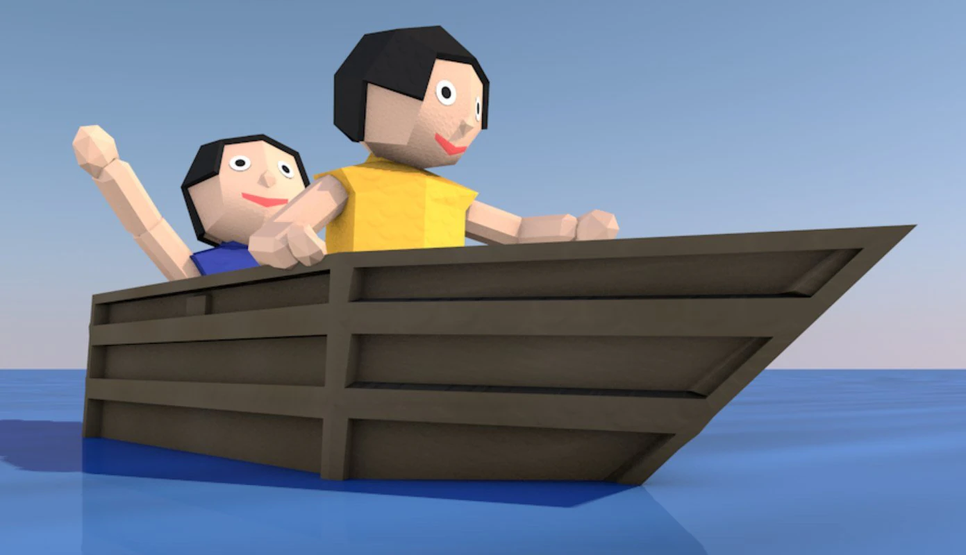 cartoon origami animated boat 3D Model .c4d .max .obj .3ds .fbx .stl .blend