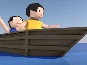 cartoon origami animated boat 3D Model