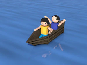 cartoon origami animated boat 3D Model