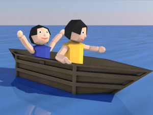 cartoon origami animated boat 3D 모델