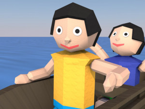 cartoon origami animated boat 3D 모델