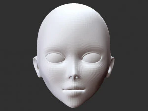 female face anime cartoon 3D Model