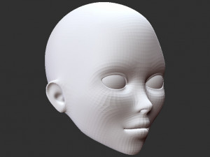 female face anime cartoon 3D Model