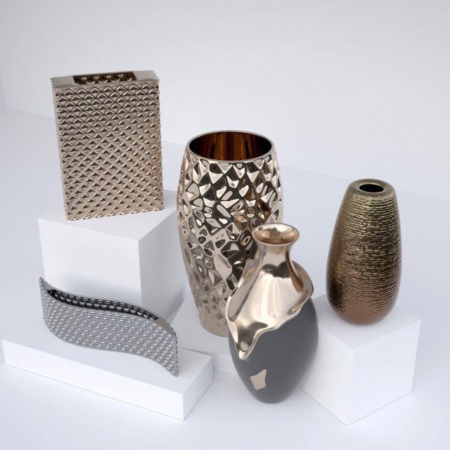 conteporary vase set 3D Model .c4d .max .obj .3ds .fbx .stl .blend 
