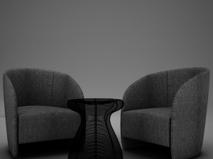 modern chair set Model 3D