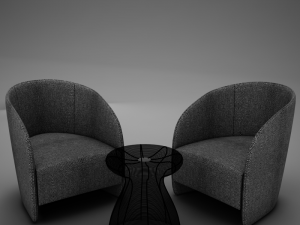 modern chair set 3D मॉडल