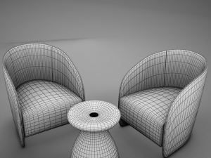 modern chair set 3D मॉडल
