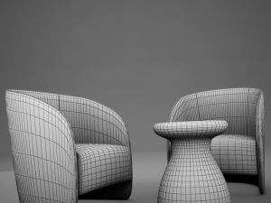 modern chair set 3D मॉडल