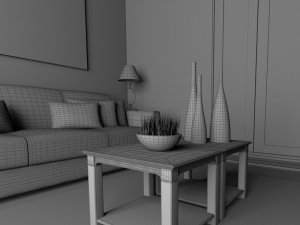 high def classic living room 5 3D Model