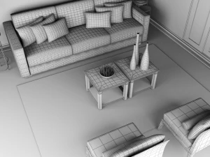 sala de estar cl&aacute;ssica em alta defini&ccedil;&atilde;o 5 Modelo 3D