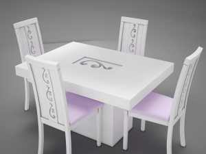 dinning white Modelo 3D