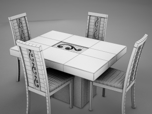 dinning white Modelo 3D
