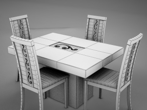 dinning white Modelo 3D