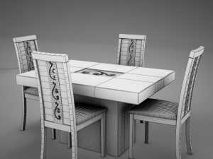 dinning white Modelo 3D