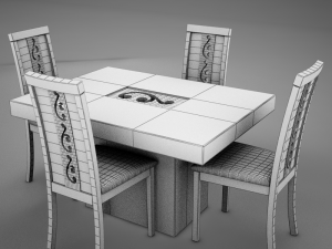 dinning white Modelo 3D