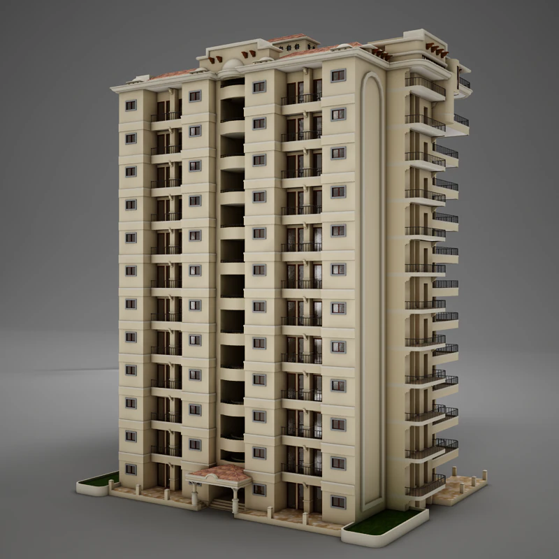 big tropical latin mexican beach tower hotel hacienda 3D Model .c4d .max .obj .3ds .fbx .stl .blend 