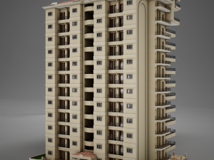 big tropical latin mexican beach tower hotel hacienda Model 3D